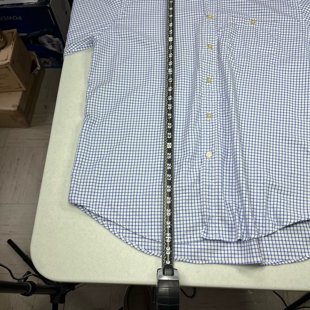 Orvis Men’s White & Blue Check Pattern Long Sleeve Dress Shirt. XL - Picture 7 of 8